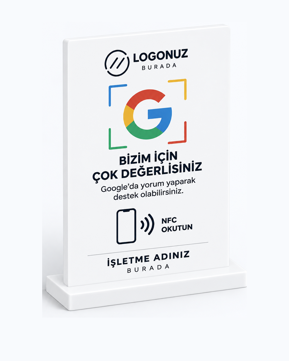 Linkora Kişiselleştirilebilir Standlı Google Yorum Kartı